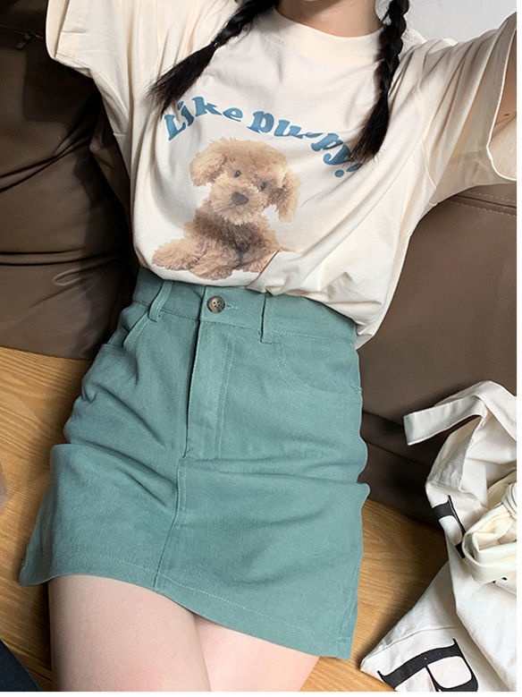 Short sleeve long tops Korean style T-shirt for women