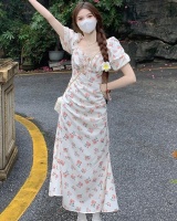 Frenum floral halter short sleeve dress for women