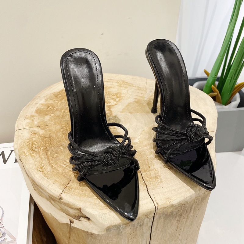 Large yard rhinestone high-heeled slippers for women