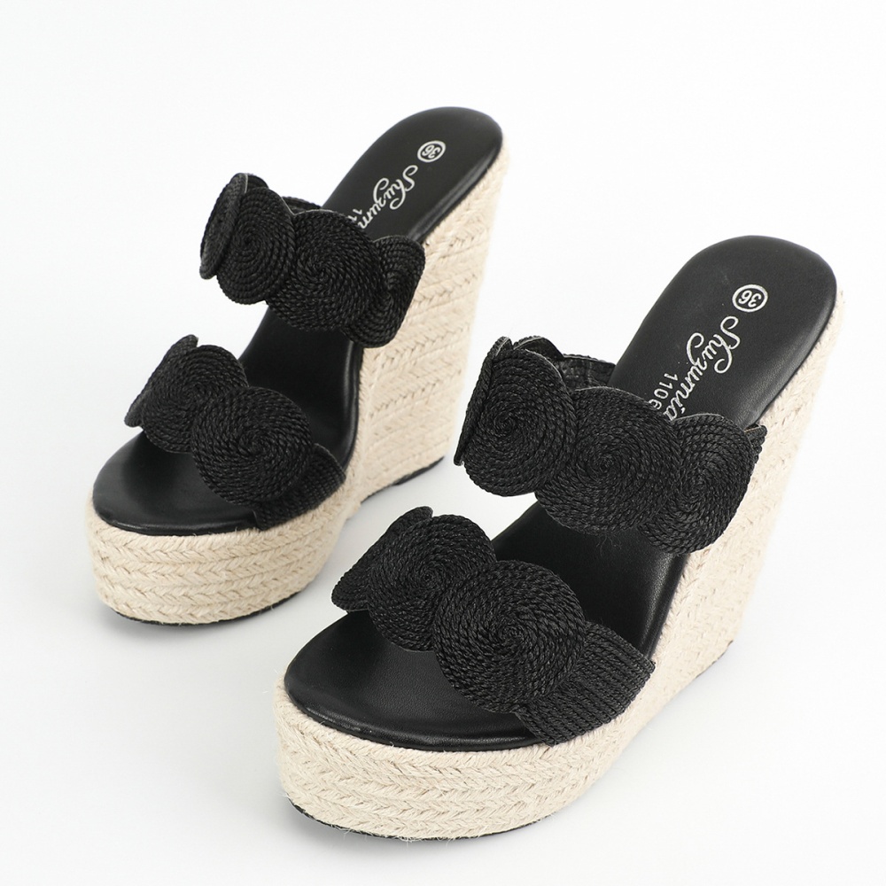 European style model simple platform weaving sexy slippers