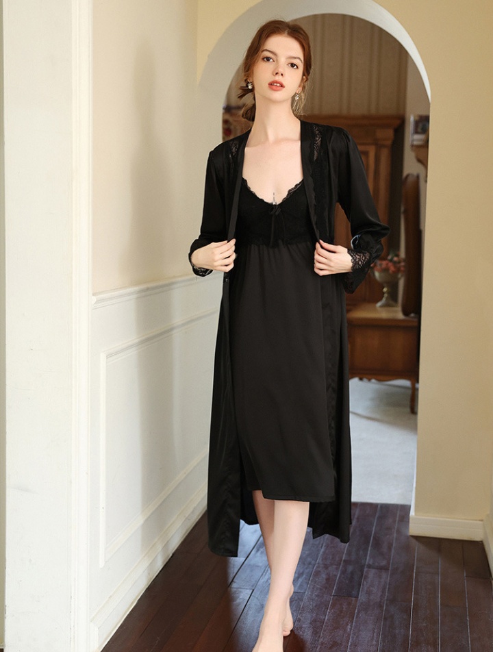 Court style temperament long skirt elegant robe 2pcs set