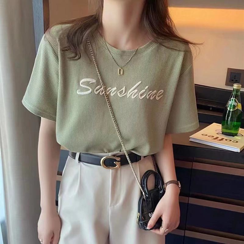 Letters round neck tops Korean style sweater