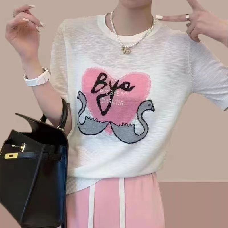 Embroidered tender tops thin summer sweater for women