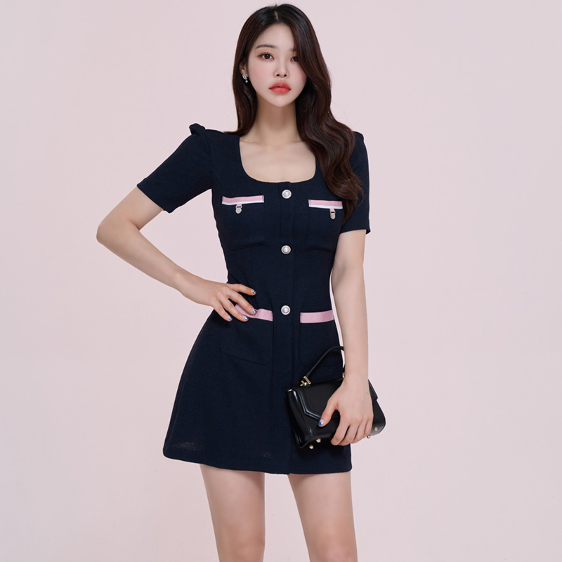 Korean style simple summer mixed colors dress for women