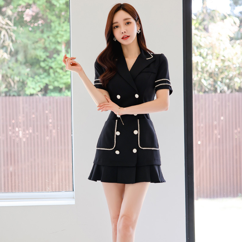 Summer slim elegant business suit pleated fashion dress