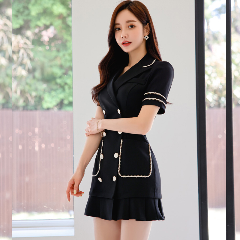 Summer slim elegant business suit pleated fashion dress