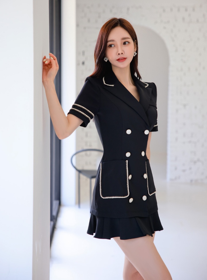 Summer slim elegant business suit pleated fashion dress