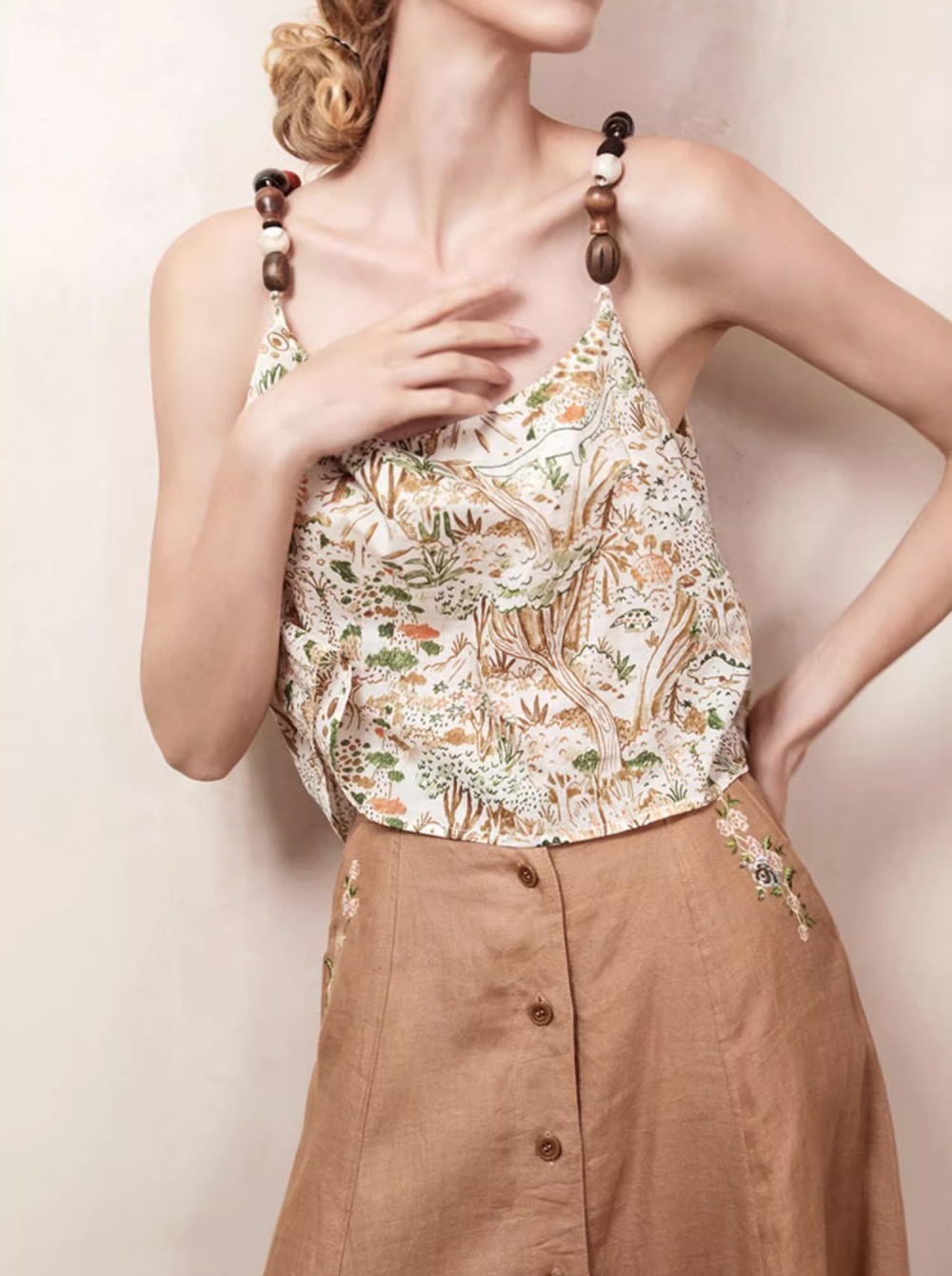 France style summer sleeveless tops retro sling niche vest