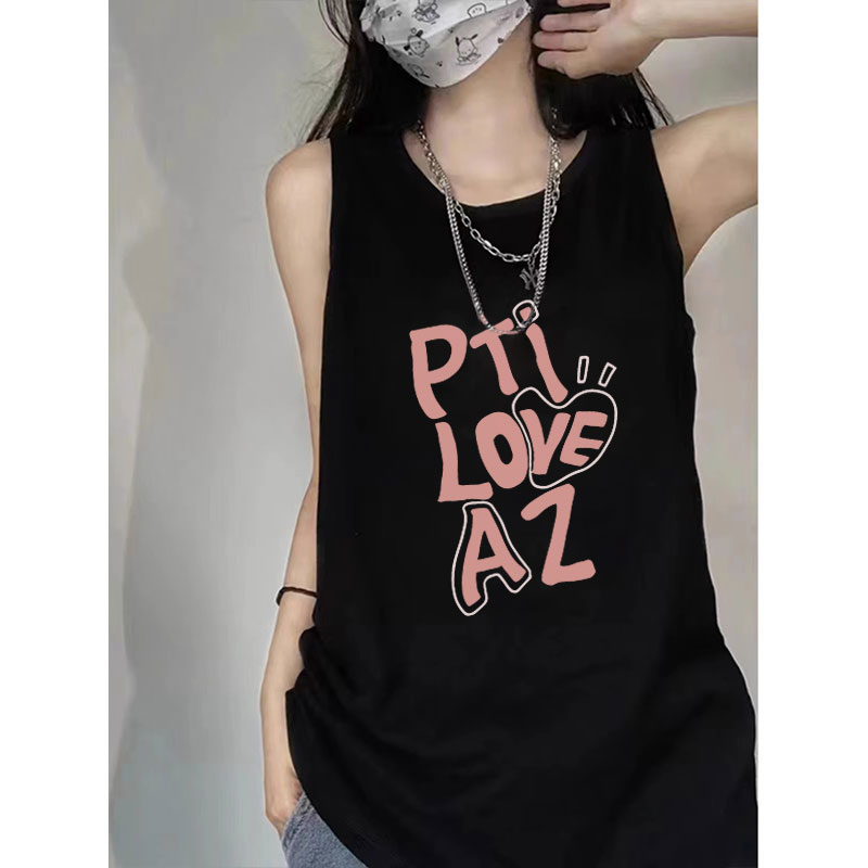 Summer loose pure cotton sleeveless printing vest for women
