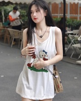 Loose printing summer sleeveless pure cotton vest for women