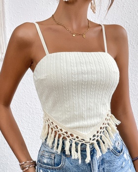 Sling loose summer vest square collar sexy tops for women