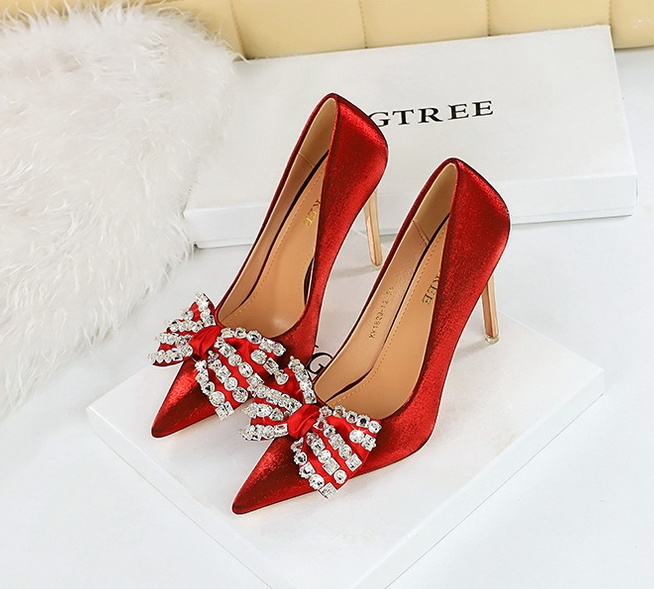 Bow high-heeled shoes pointed high-heeled shoes