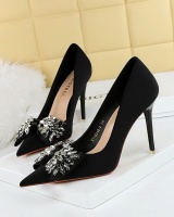 Low bow shoes rhinestone high-heeled shoes for women