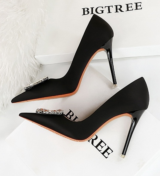 Satin shoes low high-heeled shoes for women