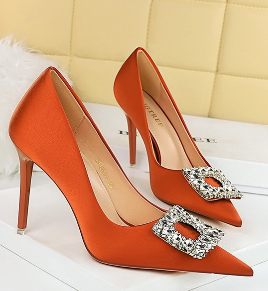 Satin shoes low high-heeled shoes for women