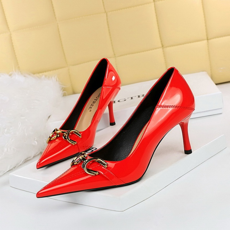 Patent leather stilettos high-heeled shoes for women