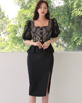 Korean style fashion skirt lace summer tops 2pcs set