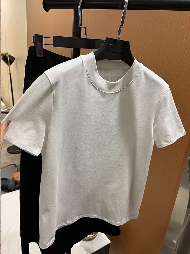 Short Korean style tops summer V-neck T-shirt for women