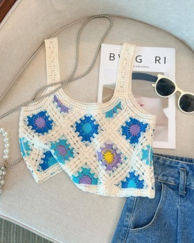 National style sling vest knitted hollow tops