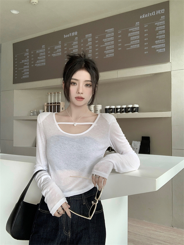 Air conditioning long sleeve T-shirt slim unique bottoming shirt