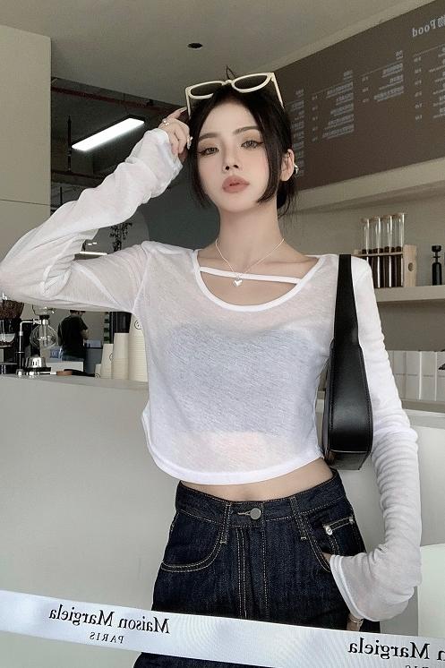 Air conditioning long sleeve T-shirt slim unique bottoming shirt
