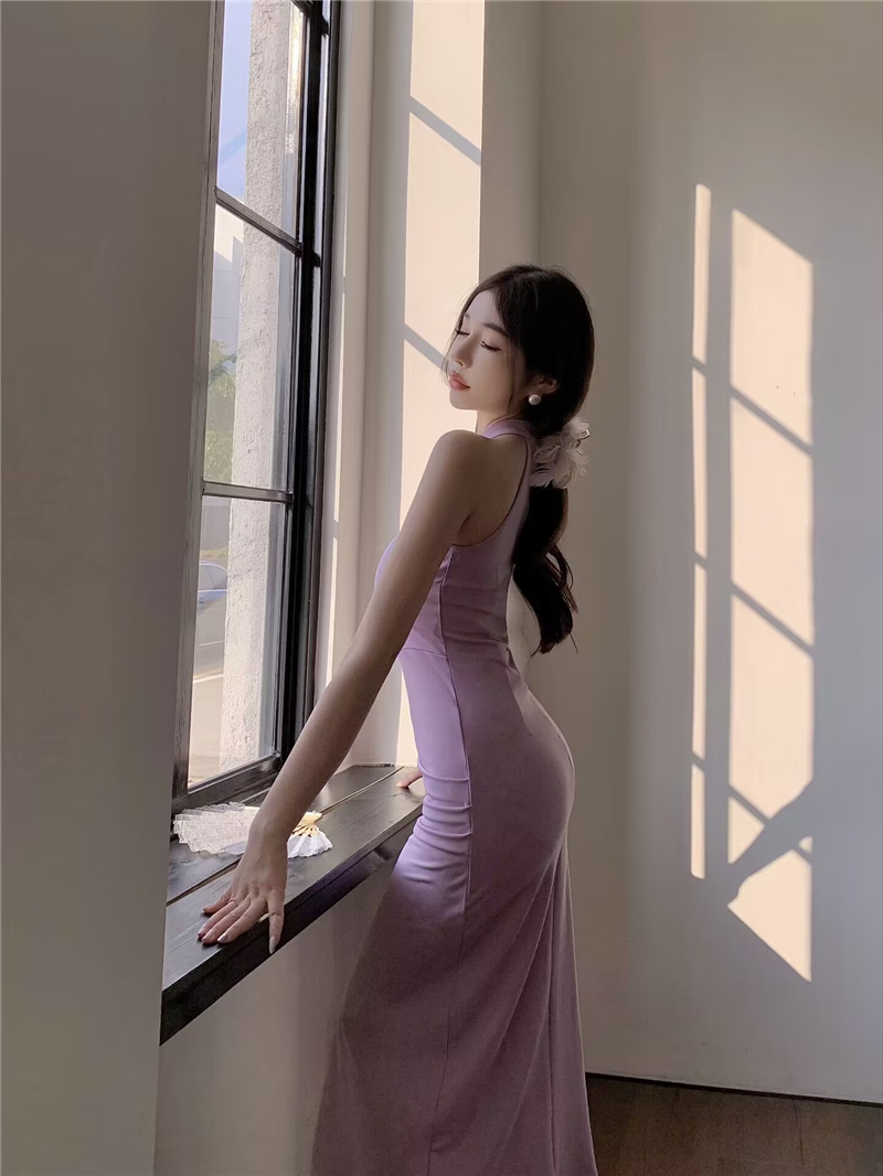 Sexy split retro long dress maiden light cheongsam