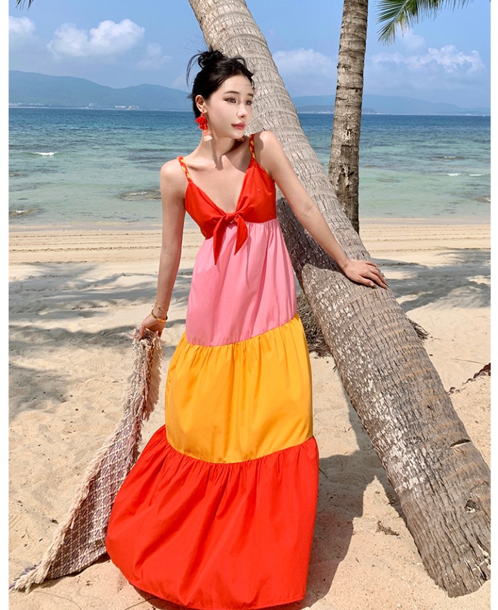 Seaside summer France style sling dress for women