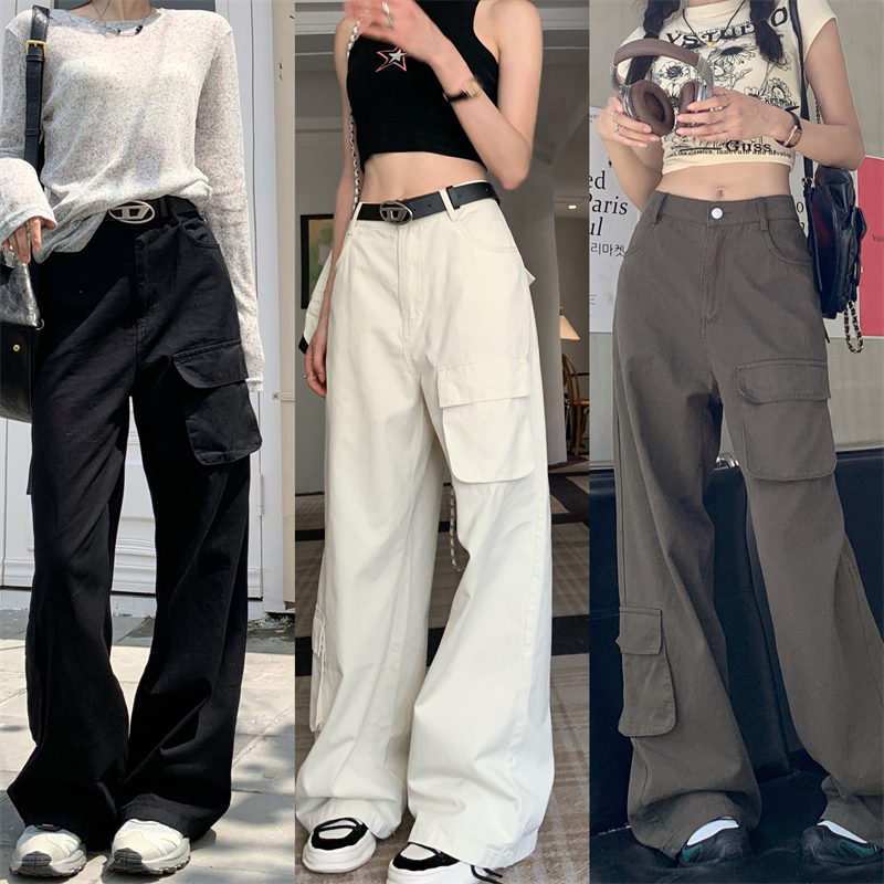 Wide leg all-match long pants loose work pants for women