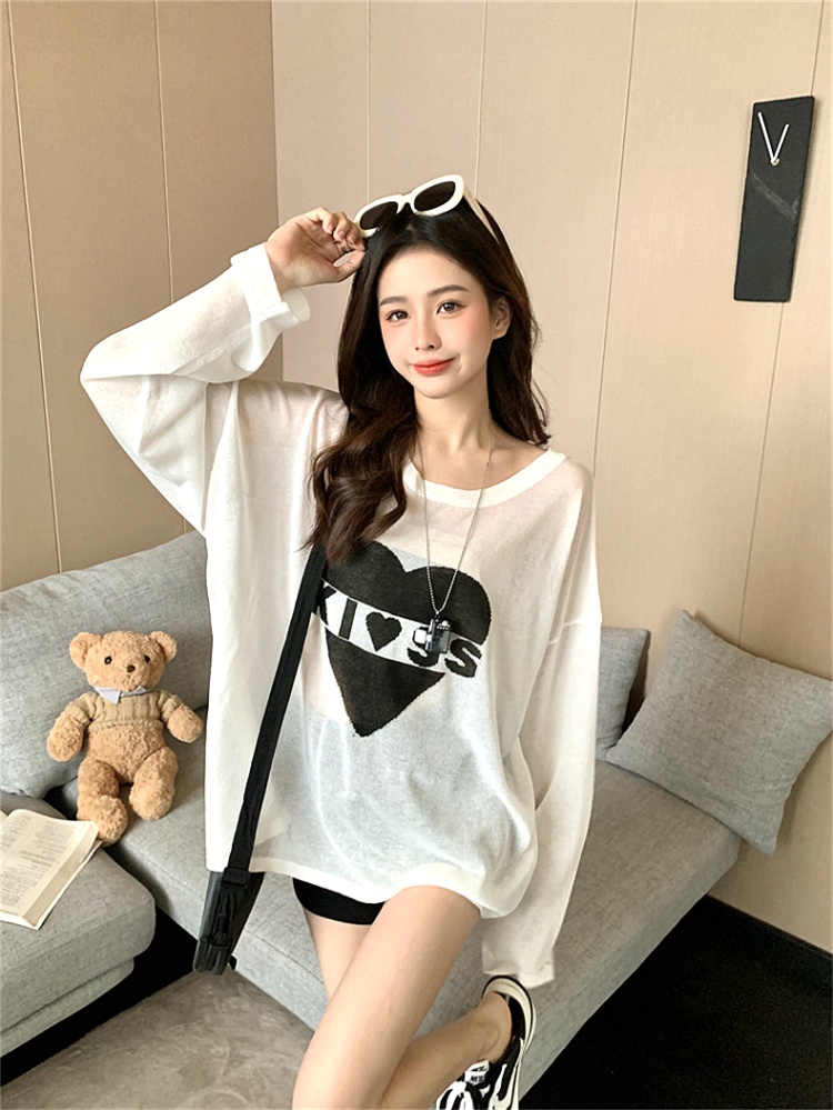 Korean style heart tops Casual thin shirts for women