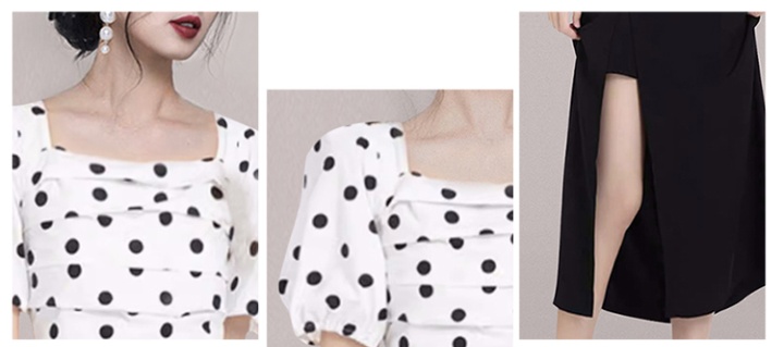 Split summer tops square collar shirt 2pcs set for women