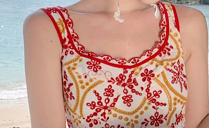 Niche irregular embroidered pinched waist summer dress