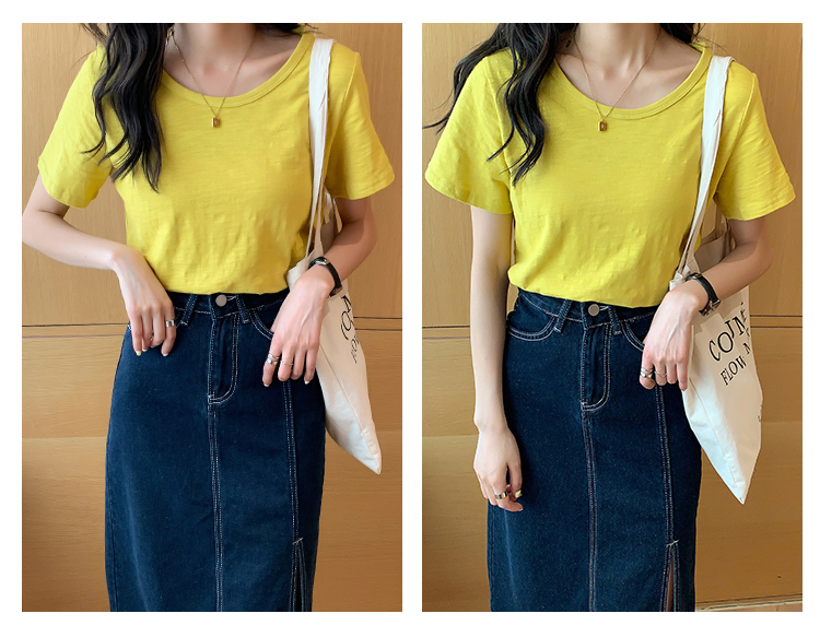 Round neck Korean style summer tops loose Casual T-shirt