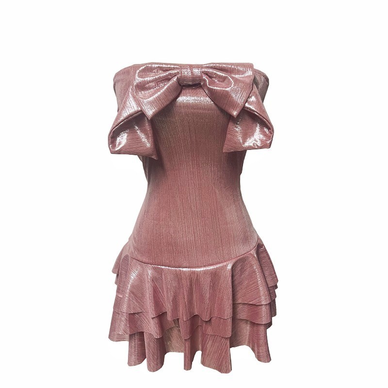 Sweet wrapped chest big bow multilayer spicegirl dress
