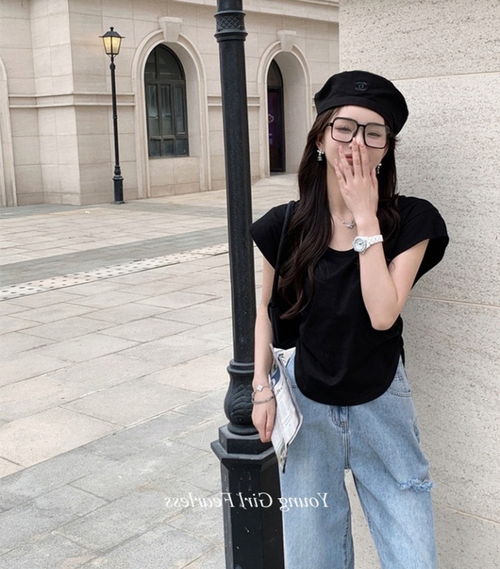 Short sleeve Korean style short unique T-shirt for women