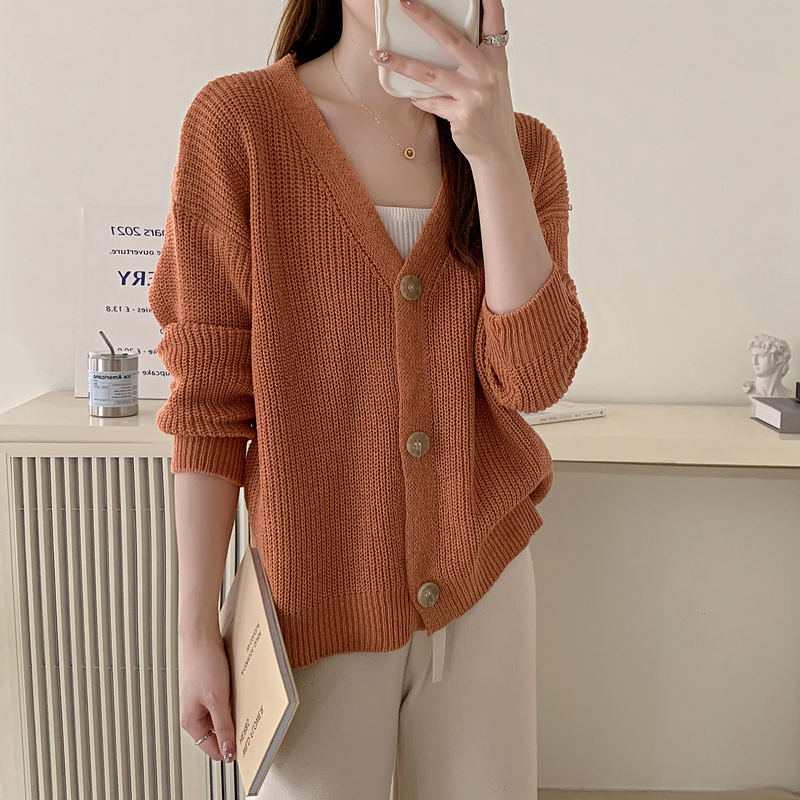 Autumn and winter lazy cardigan short loose tops for women
