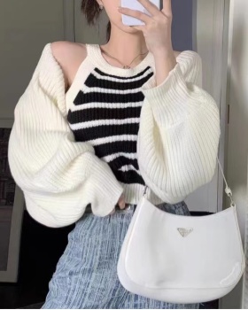 Sleeveless knitted shawl Korean style vest 2pcs set