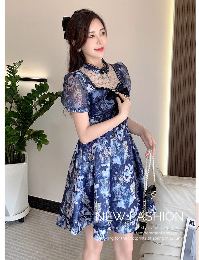 Blue fashion and elegant summer refinement dress