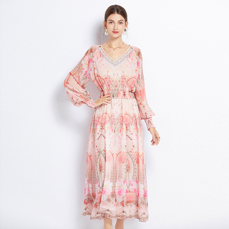 Spring and summer Bohemian style seaside dress for women