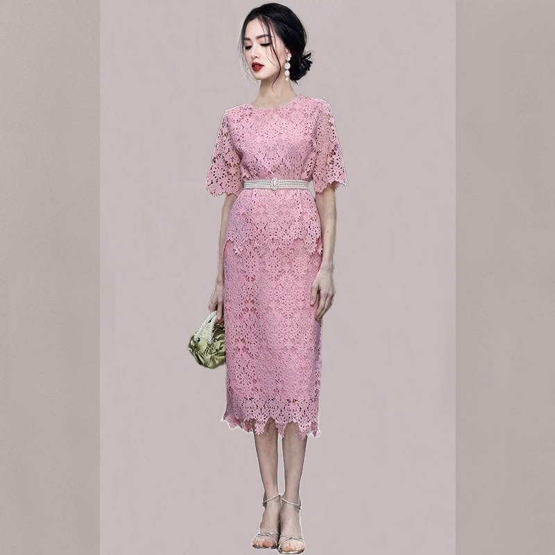 Fashion Korean style split dress light lace corset a set