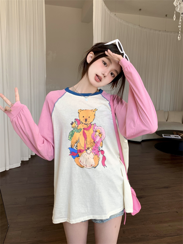 Korean style cartoon sun shirt printing T-shirt