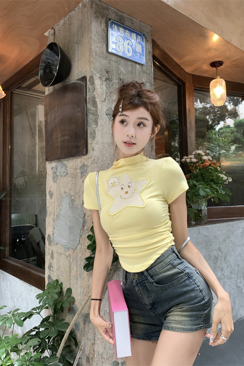 Short sleeve spandex quality pure cotton T-shirt for women