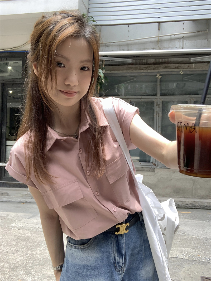 Summer loose all-match tops Casual pointed collar shirt