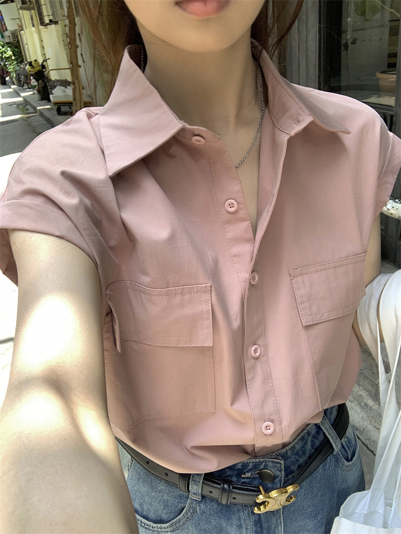 Summer loose all-match tops Casual pointed collar shirt
