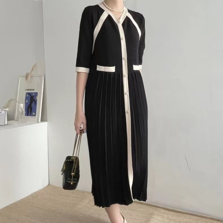 Long Korean style niche knitted elegant dress
