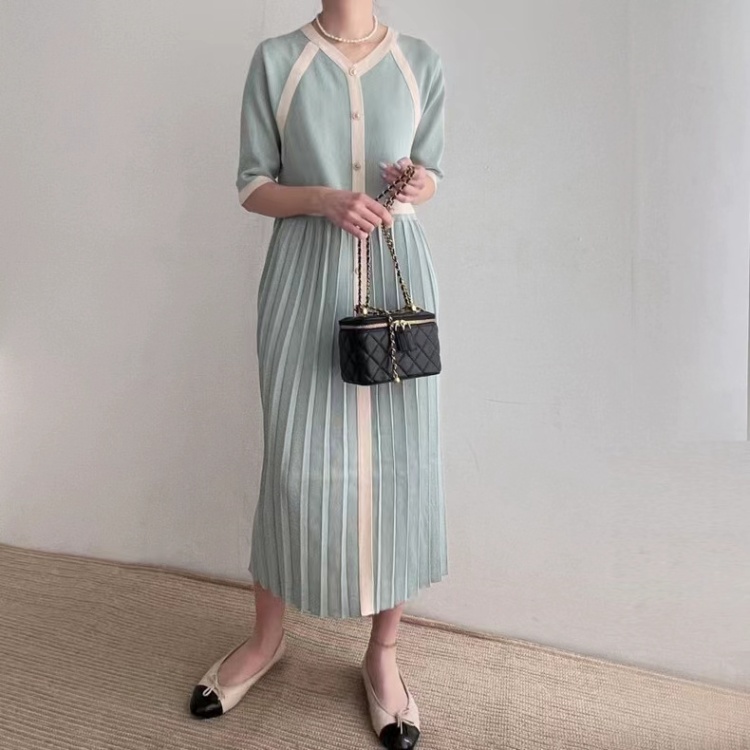 Long Korean style niche knitted elegant dress