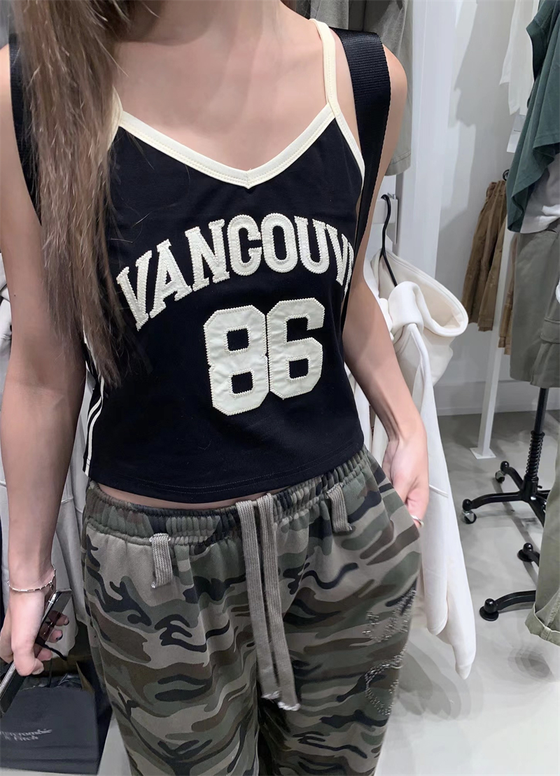 Sling street vest patch letters tops for women