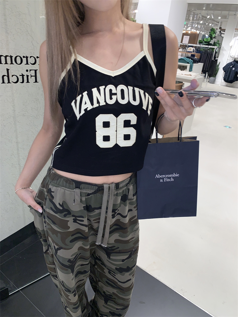 Sling street vest patch letters tops for women