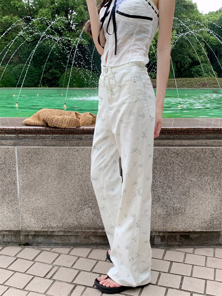 Straight Casual summer floral long pants