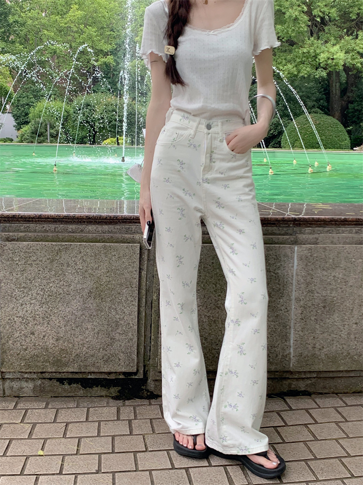 Straight Casual summer floral long pants