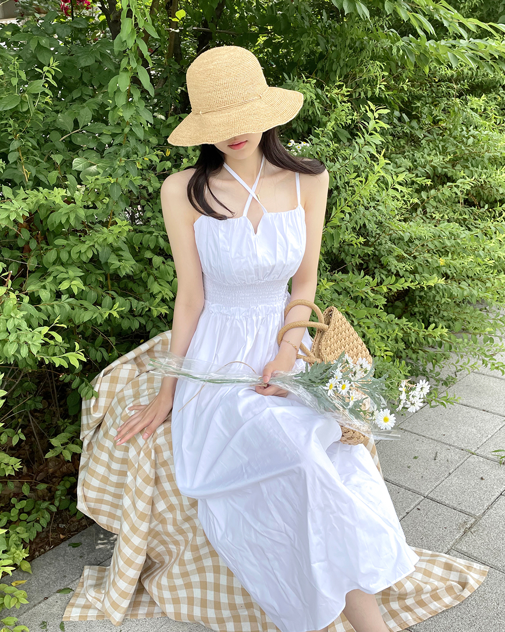 France style Korean style strap dress lady folds dress